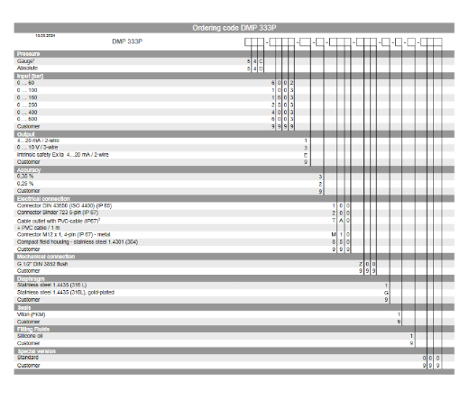 DMP333P kod zamawiania