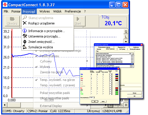 Oprogramowanie do pirometrów Optris CompactConnect