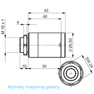 optris CThot wymiar glowicy